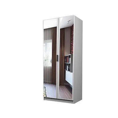 картинка Шкаф ЭКОН 2-х дверный распашной с полками и штангой с 2-мя зеркалами от магазина КУПИ КУПЕ